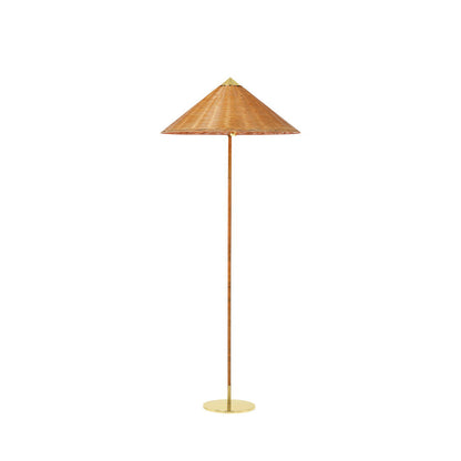 Tynell Floor Lamp with Rattan Shade and LED Bulb