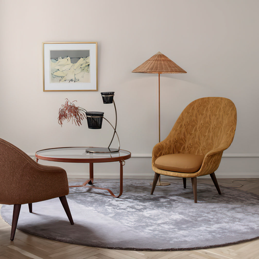 Tynell Floor Lamp with Rattan Shade and LED Bulb