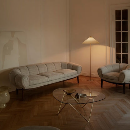 Tynell Floor Lamp with Rattan Shade and LED Bulb