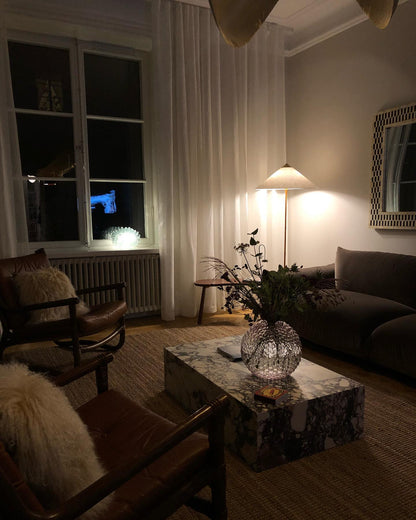 Tynell Floor Lamp with Rattan Shade and LED Bulb