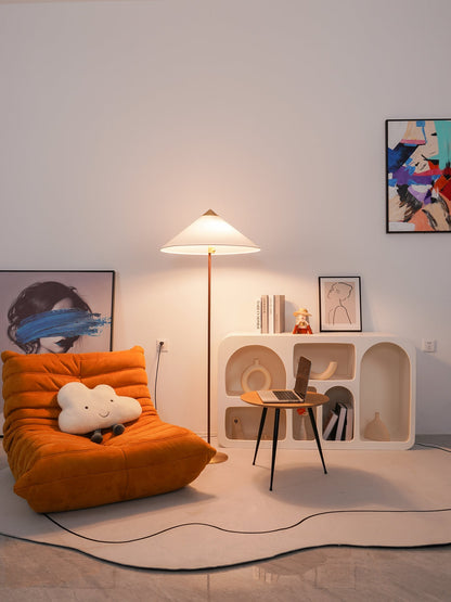 Tynell Floor Lamp with Rattan Shade and LED Bulb