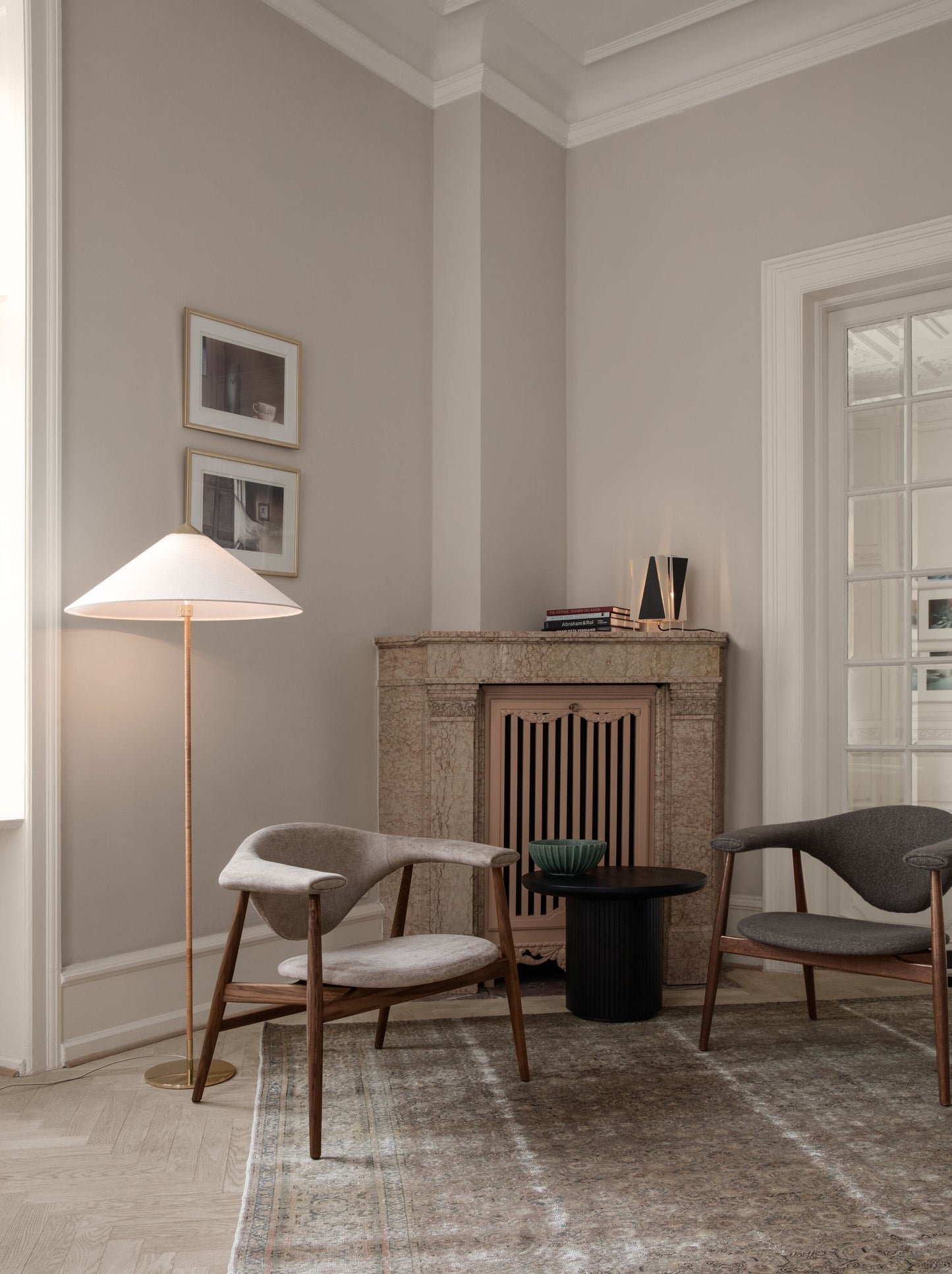 Tynell Floor Lamp with Rattan Shade and LED Bulb
