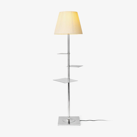 Chrome Prism Side Table Floor Lamp with LED Light