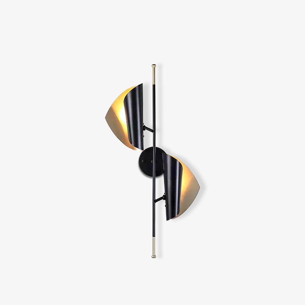 Cigale Double Sconce Wall Light - LED Metal, Black & Gold