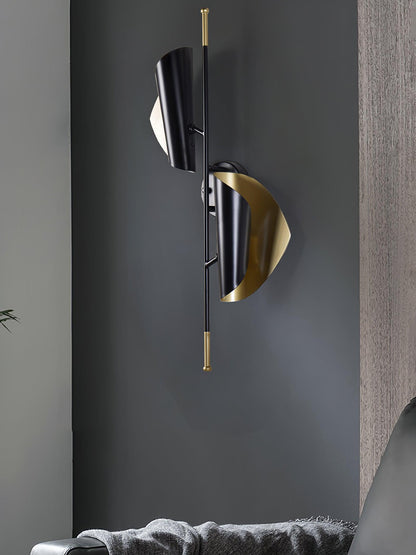Cigale Double Sconce Wall Light - LED Metal, Black & Gold