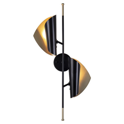 Cigale Double Sconce Wall Light - LED Metal, Black & Gold