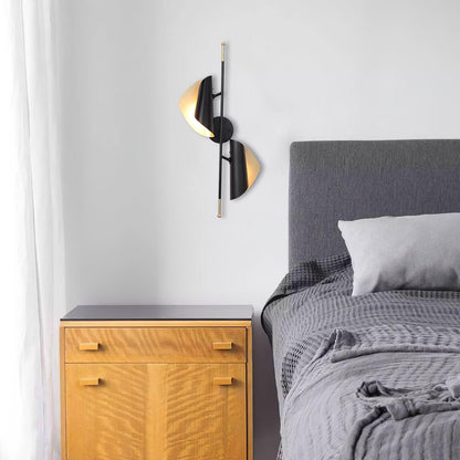 Cigale Double Sconce Wall Light - LED Metal, Black & Gold