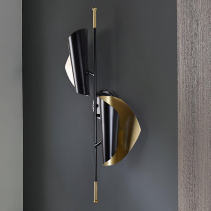 Cigale Double Sconce Wall Light - LED Metal, Black & Gold