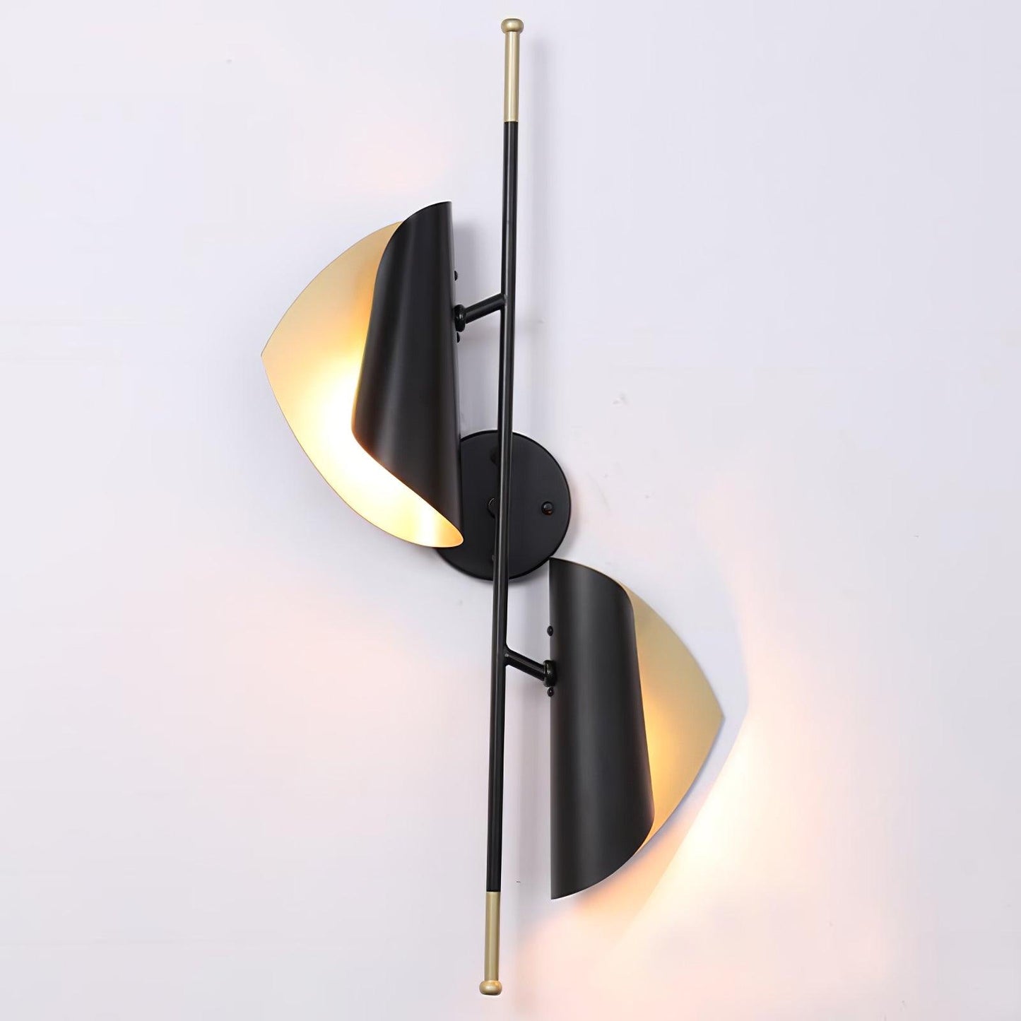 Cigale Double Sconce Wall Light - LED Metal, Black & Gold