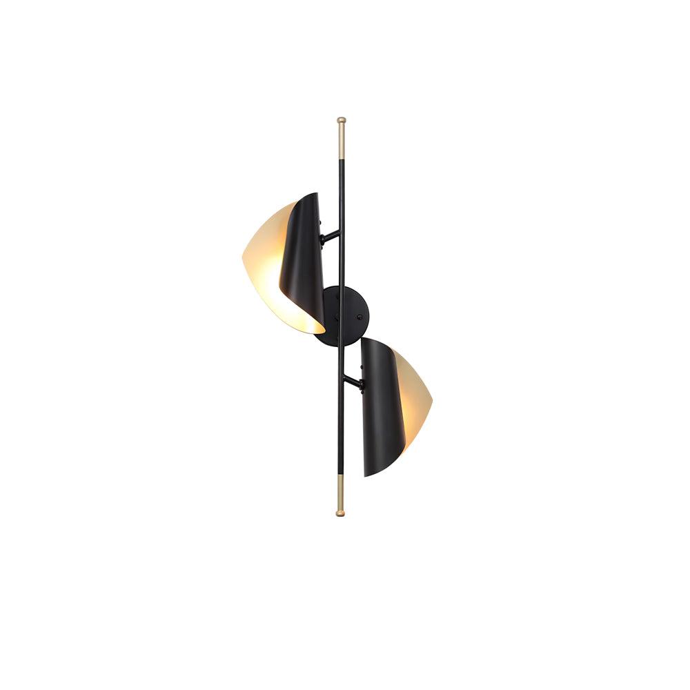 Cigale Double Sconce Wall Light - LED Metal, Black & Gold