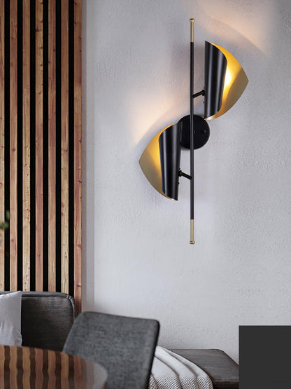 Cigale Double Sconce Wall Light - LED Metal, Black & Gold