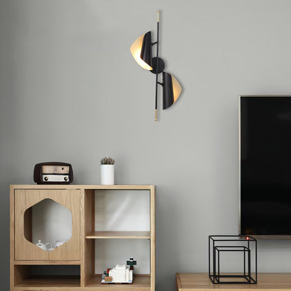 Cigale Double Sconce Wall Light - LED Metal, Black & Gold