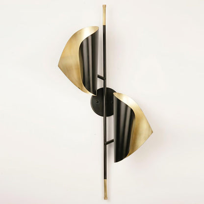 Cigale Double Sconce Wall Light - LED Metal, Black & Gold