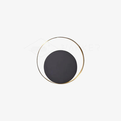 Circle Wall Lamp Set of 2 LED Brass and Black Finish