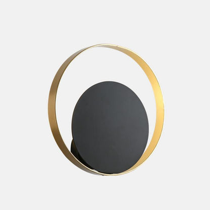 Circle Wall Lamp Set of 2 LED Brass and Black Finish