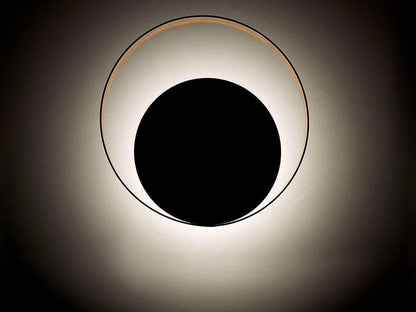 Circle Wall Lamp Set of 2 LED Brass and Black Finish