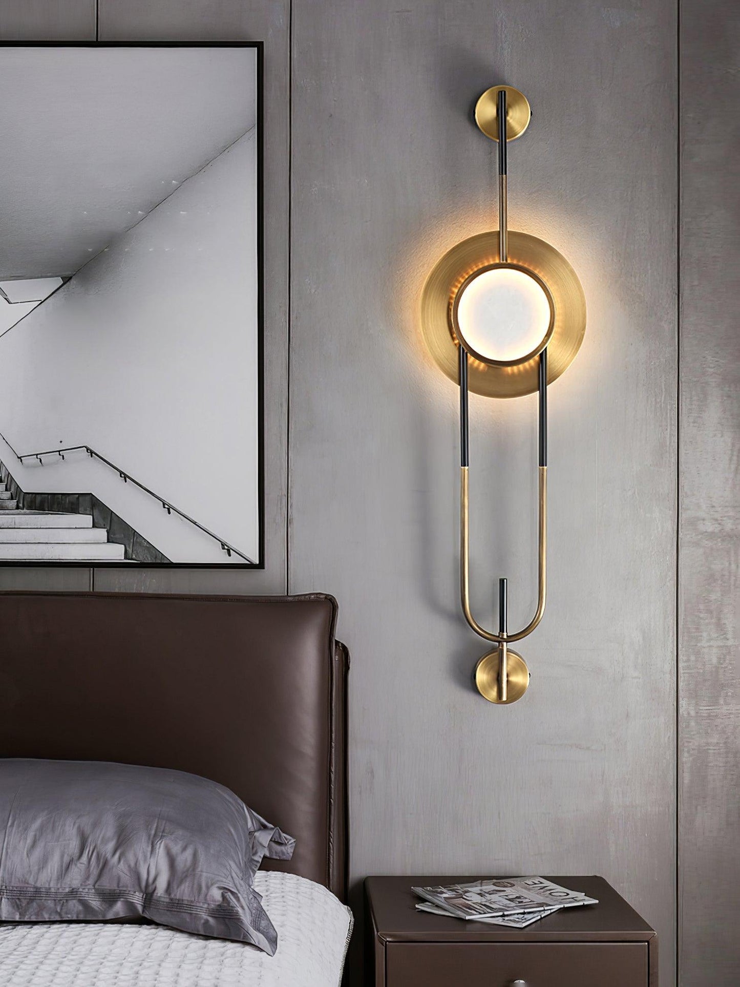 Circular Marble Wall Light with LED and Gold Finish
