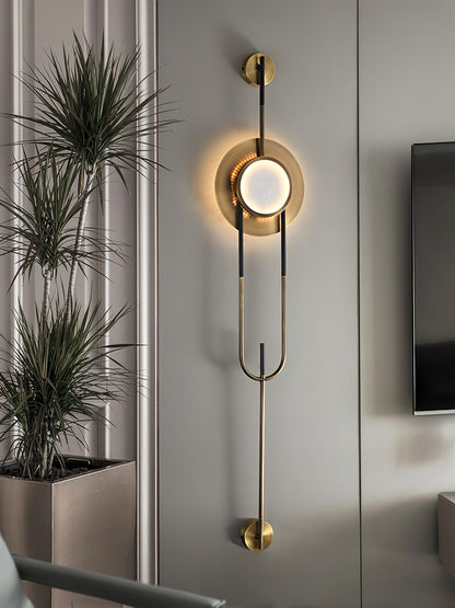 Circular Marble Wall Light with LED and Gold Finish