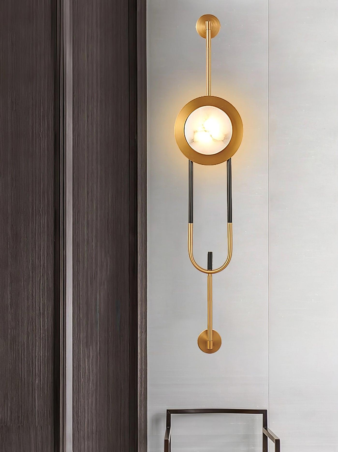Circular Marble Wall Light with LED and Gold Finish