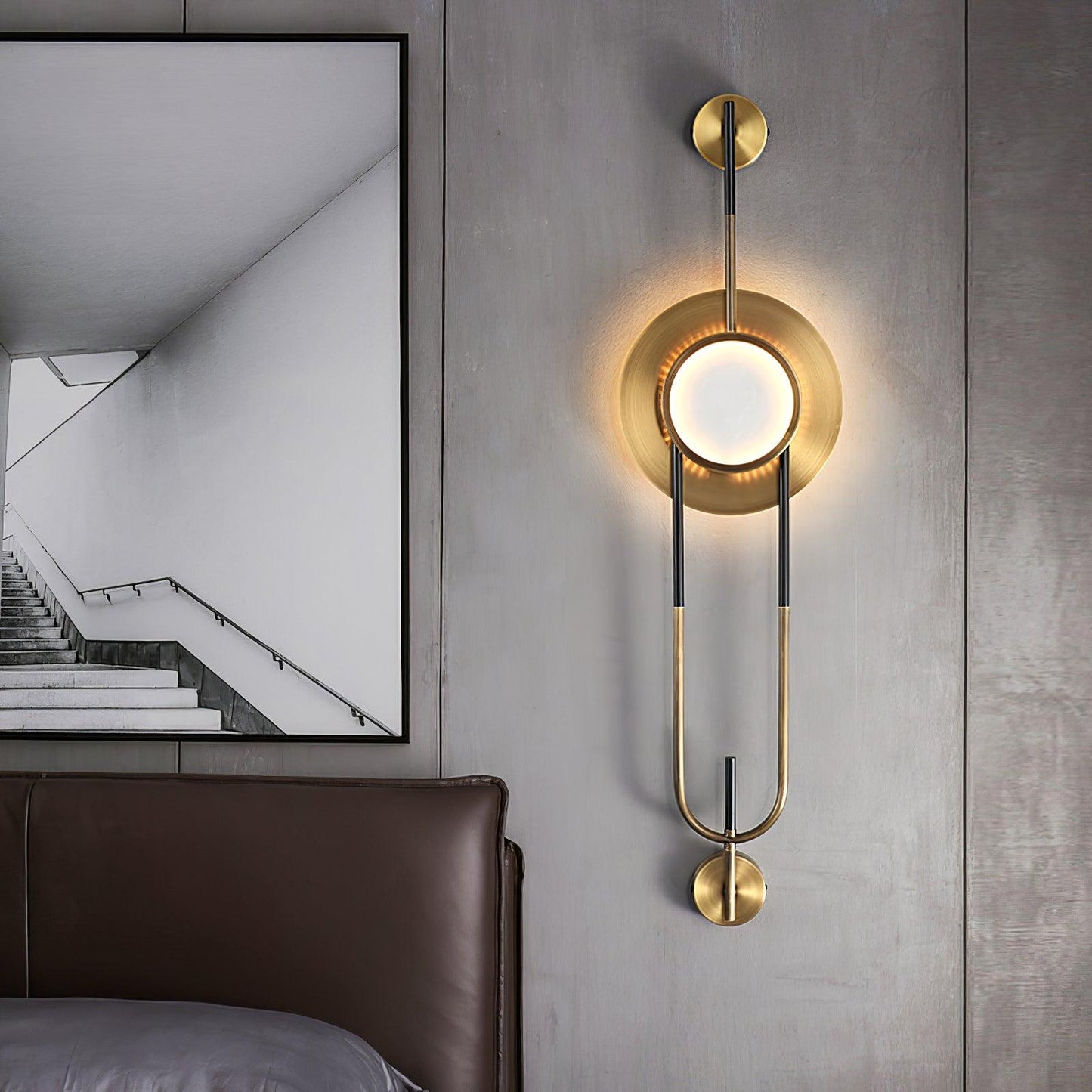 Circular Marble Wall Light with LED and Gold Finish