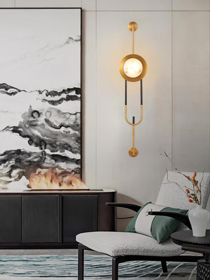 Circular Marble Wall Light with LED and Gold Finish