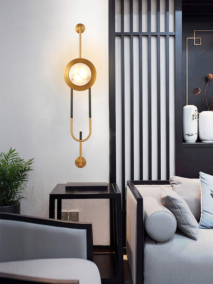 Circular Marble Wall Light with LED and Gold Finish