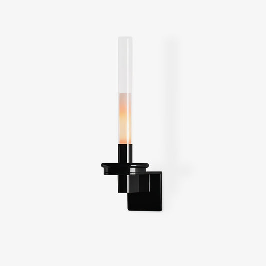 Column Torch Wall Sconce with LED Light - Black Finish