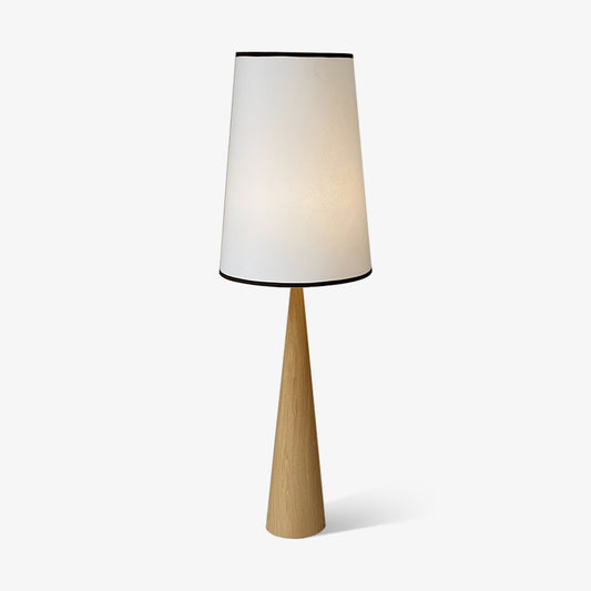 Faux Wood Conical Floor Lamp with Fabric Shade LED Indoor