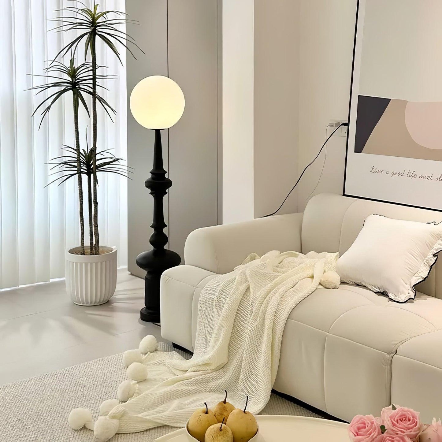 Roman Column Floor Lamp with LED Light, Indoor Elegant Design