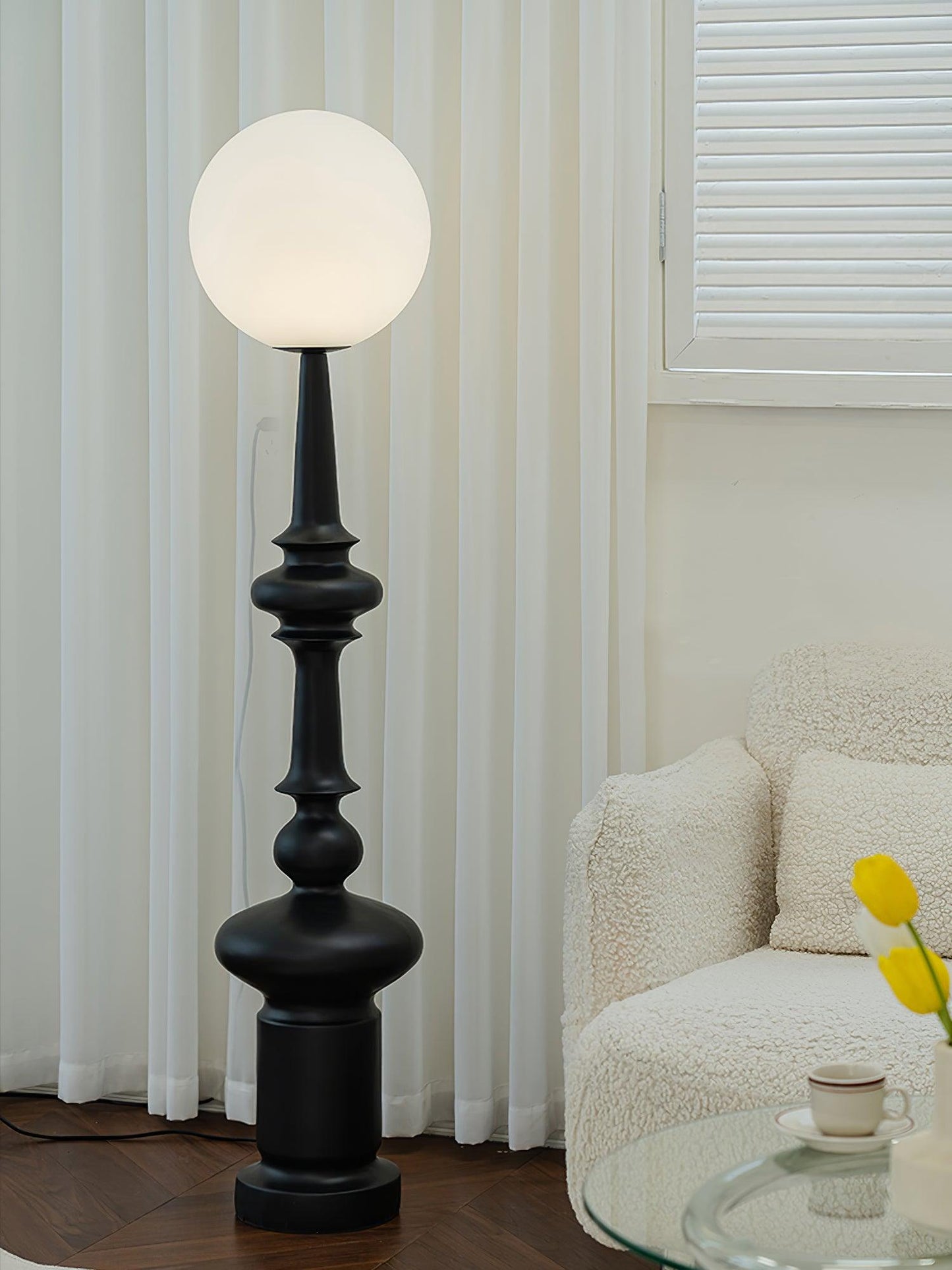 Roman Column Floor Lamp with LED Light, Indoor Elegant Design