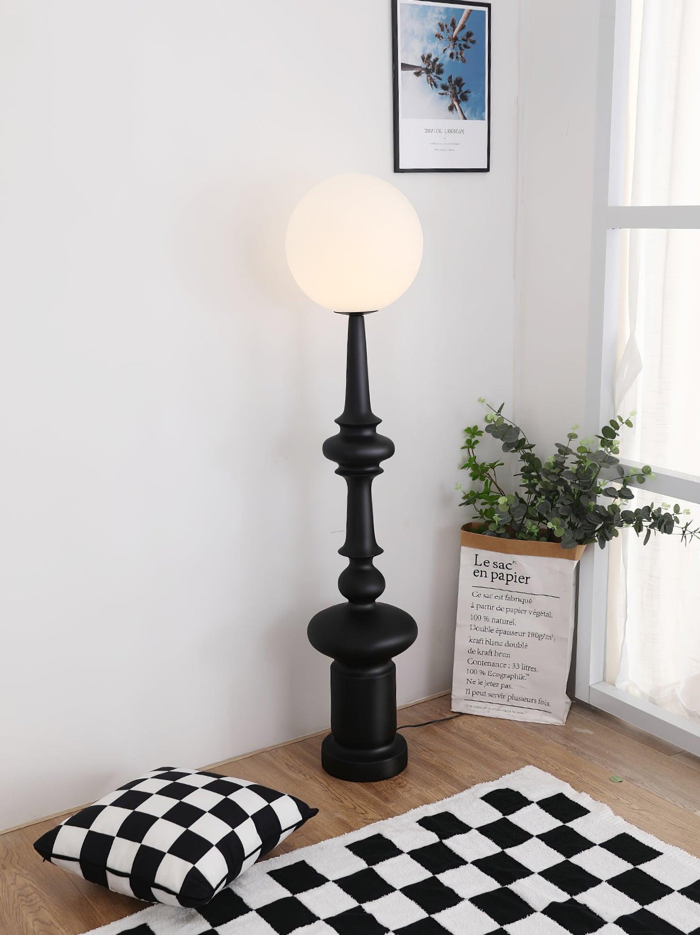 Roman Column Floor Lamp with LED Light, Indoor Elegant Design