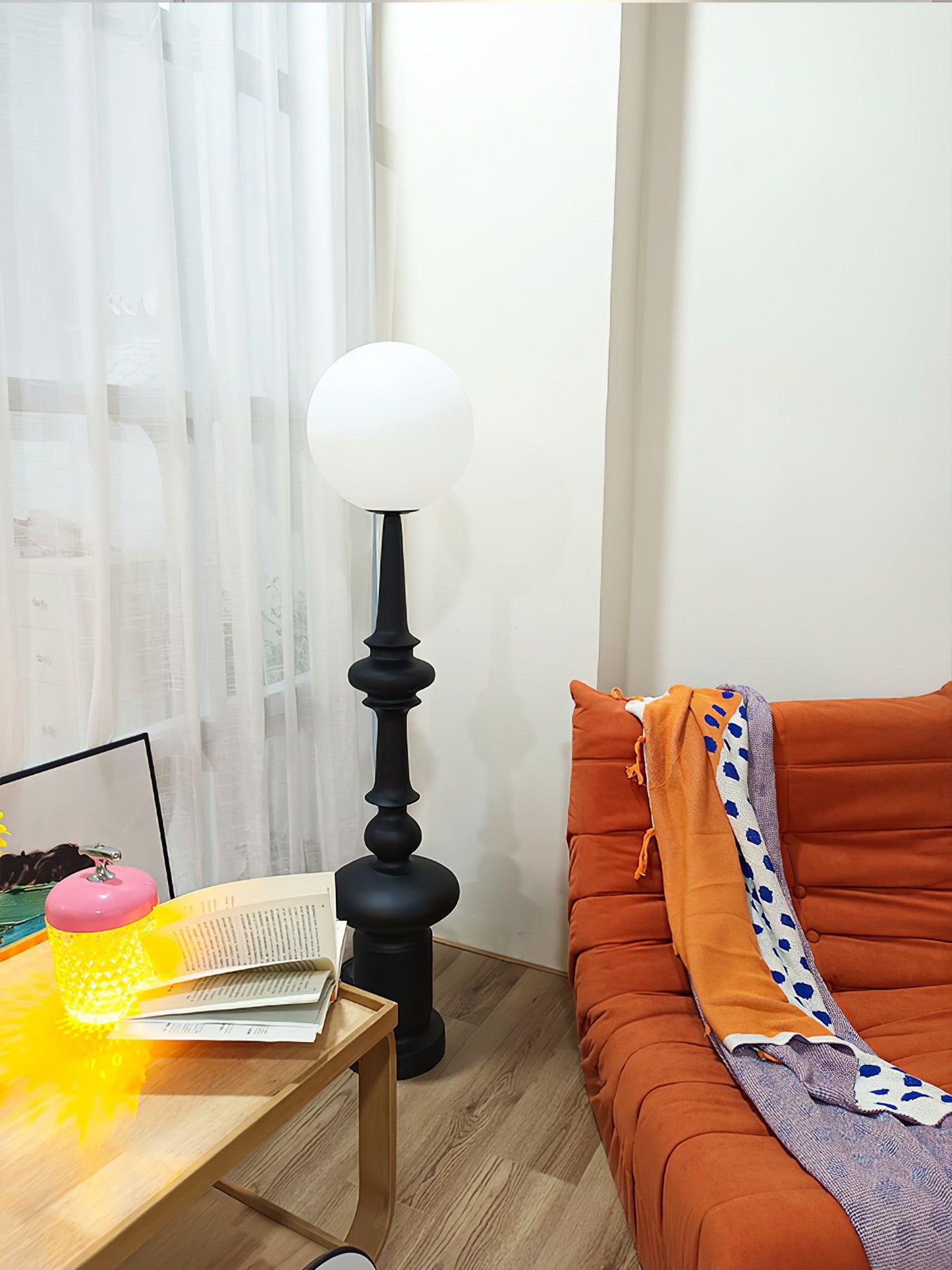 Roman Column Floor Lamp with LED Light, Indoor Elegant Design