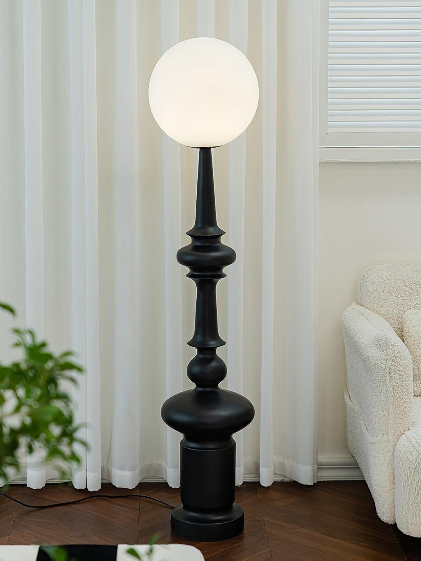 Roman Column Floor Lamp with LED Light, Indoor Elegant Design