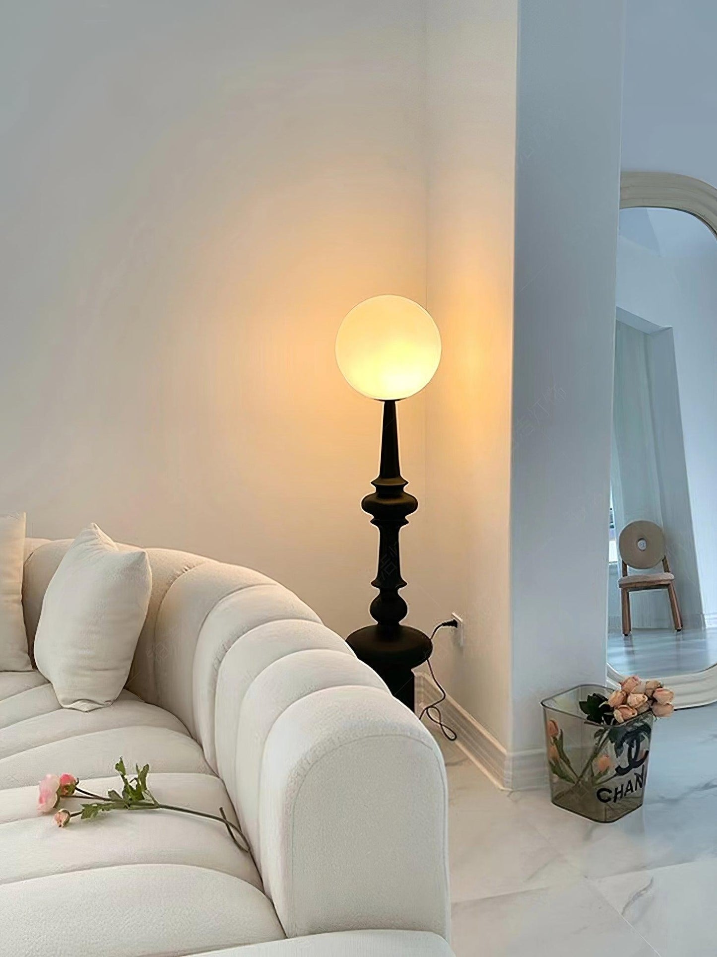 Roman Column Floor Lamp with LED Light, Indoor Elegant Design