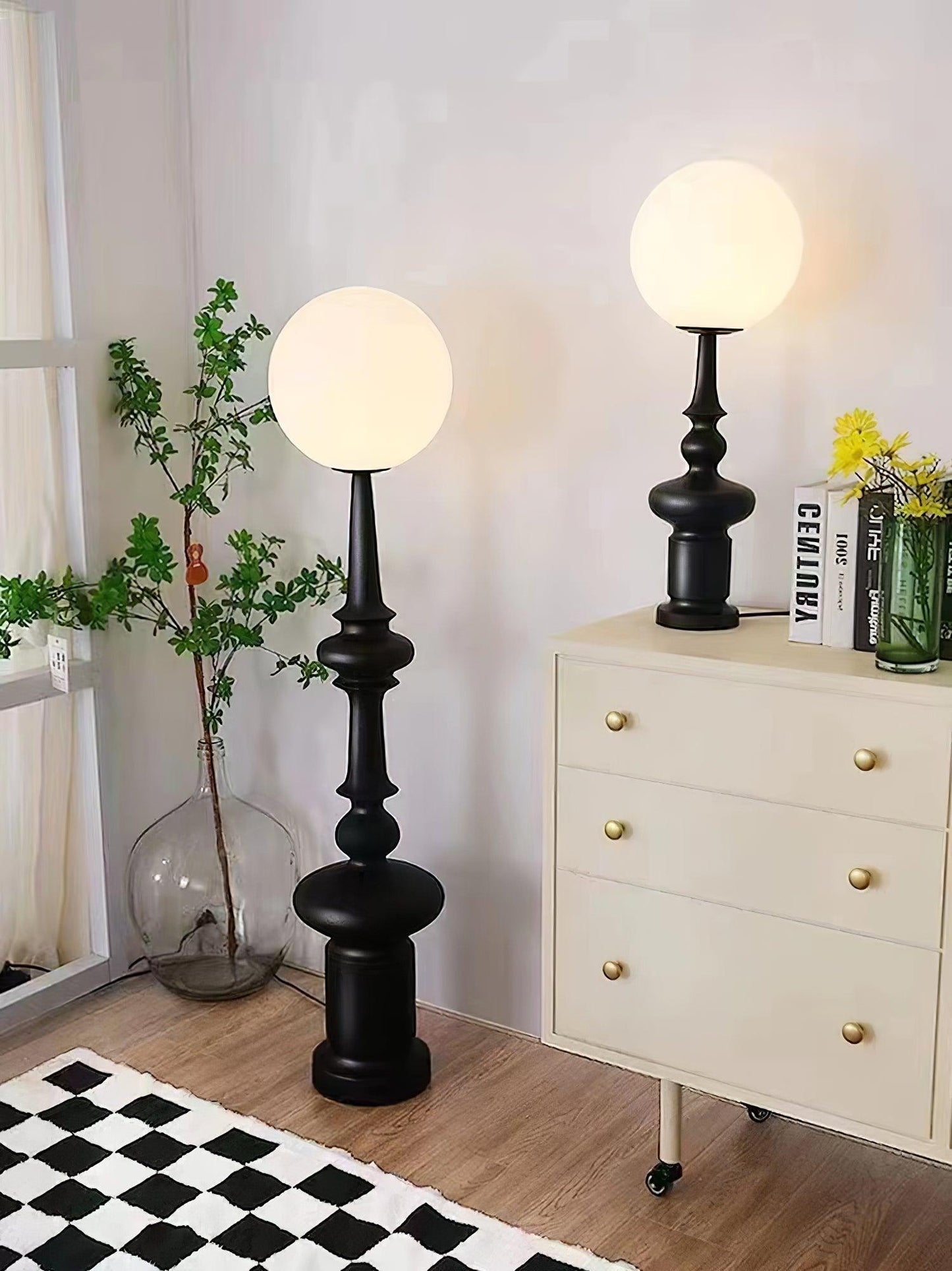 Roman Column Floor Lamp with LED Light, Indoor Elegant Design