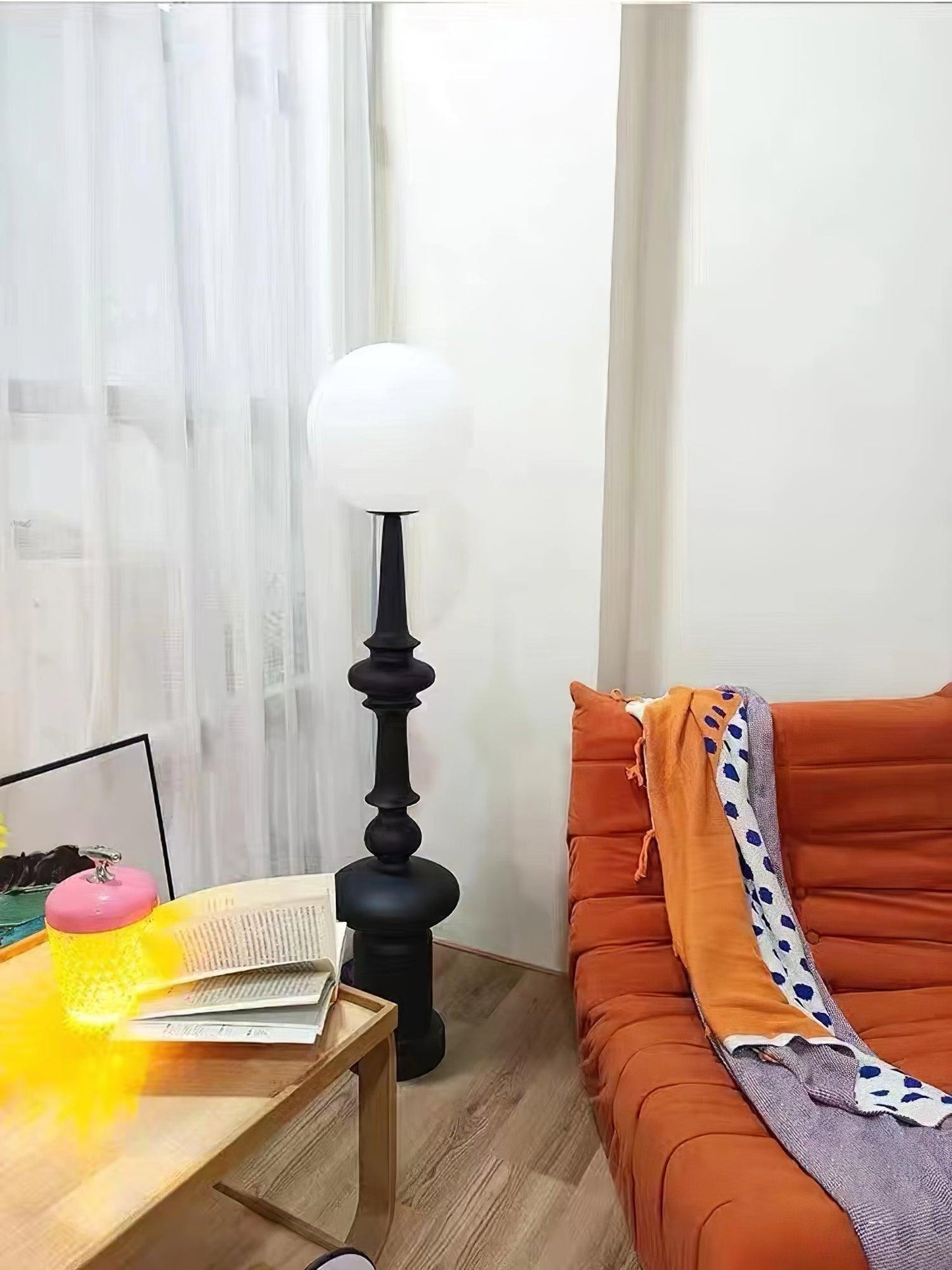 Roman Column Floor Lamp with LED Light, Indoor Elegant Design