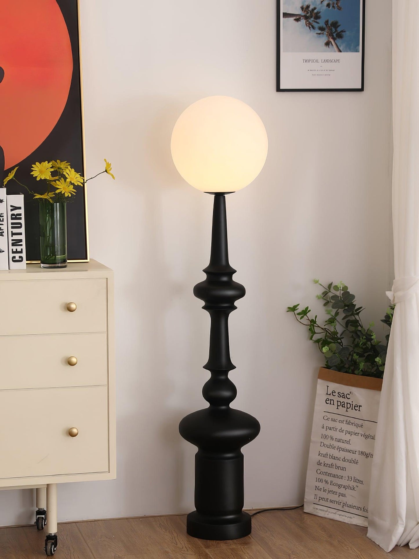 Roman Column Floor Lamp with LED Light, Indoor Elegant Design