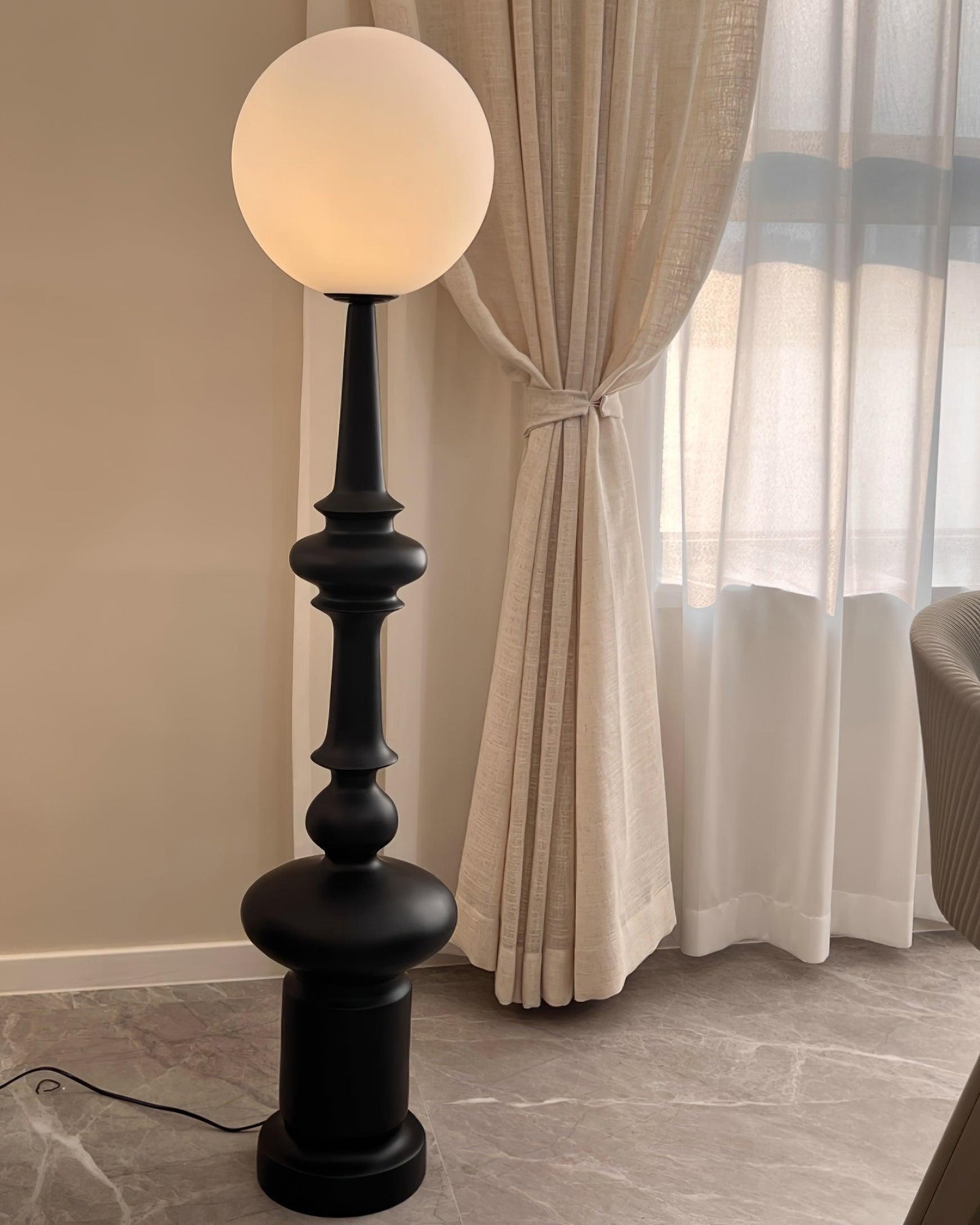 Roman Column Floor Lamp with LED Light, Indoor Elegant Design