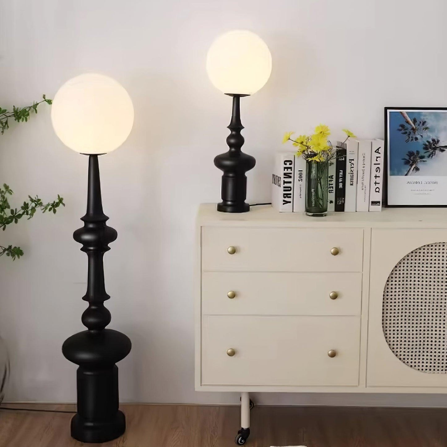 Roman Column Floor Lamp with LED Light, Indoor Elegant Design