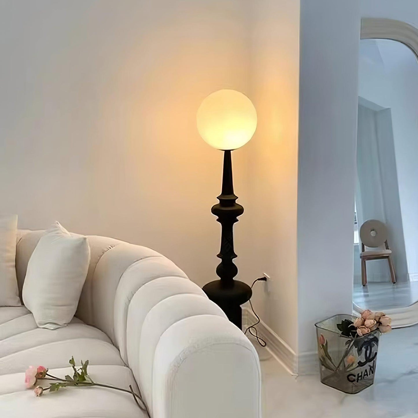 Roman Column Floor Lamp with LED Light, Indoor Elegant Design