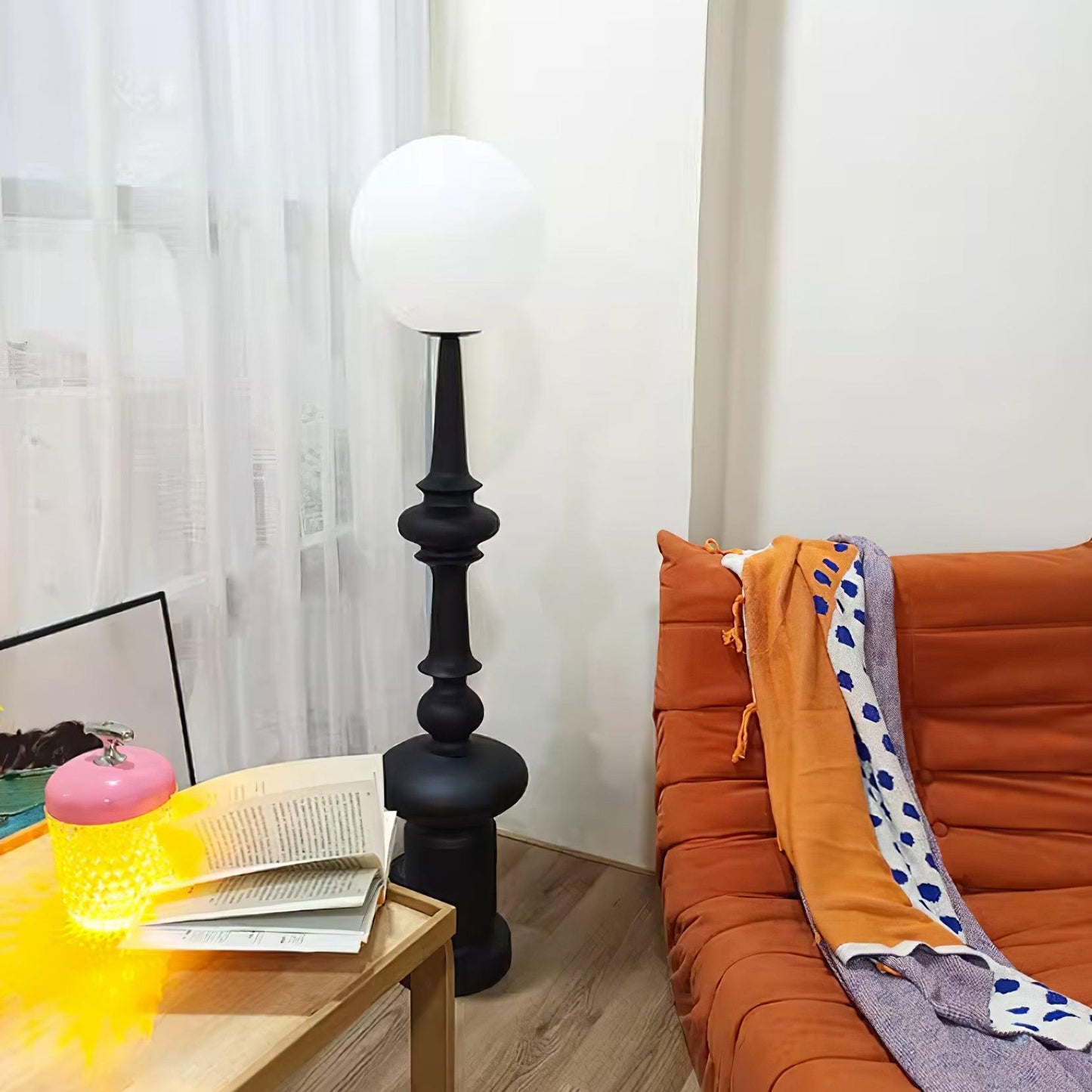 Roman Column Floor Lamp with LED Light, Indoor Elegant Design