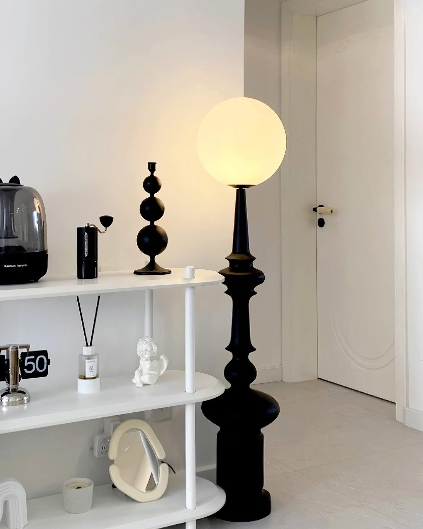 Roman Column Floor Lamp with LED Light, Indoor Elegant Design
