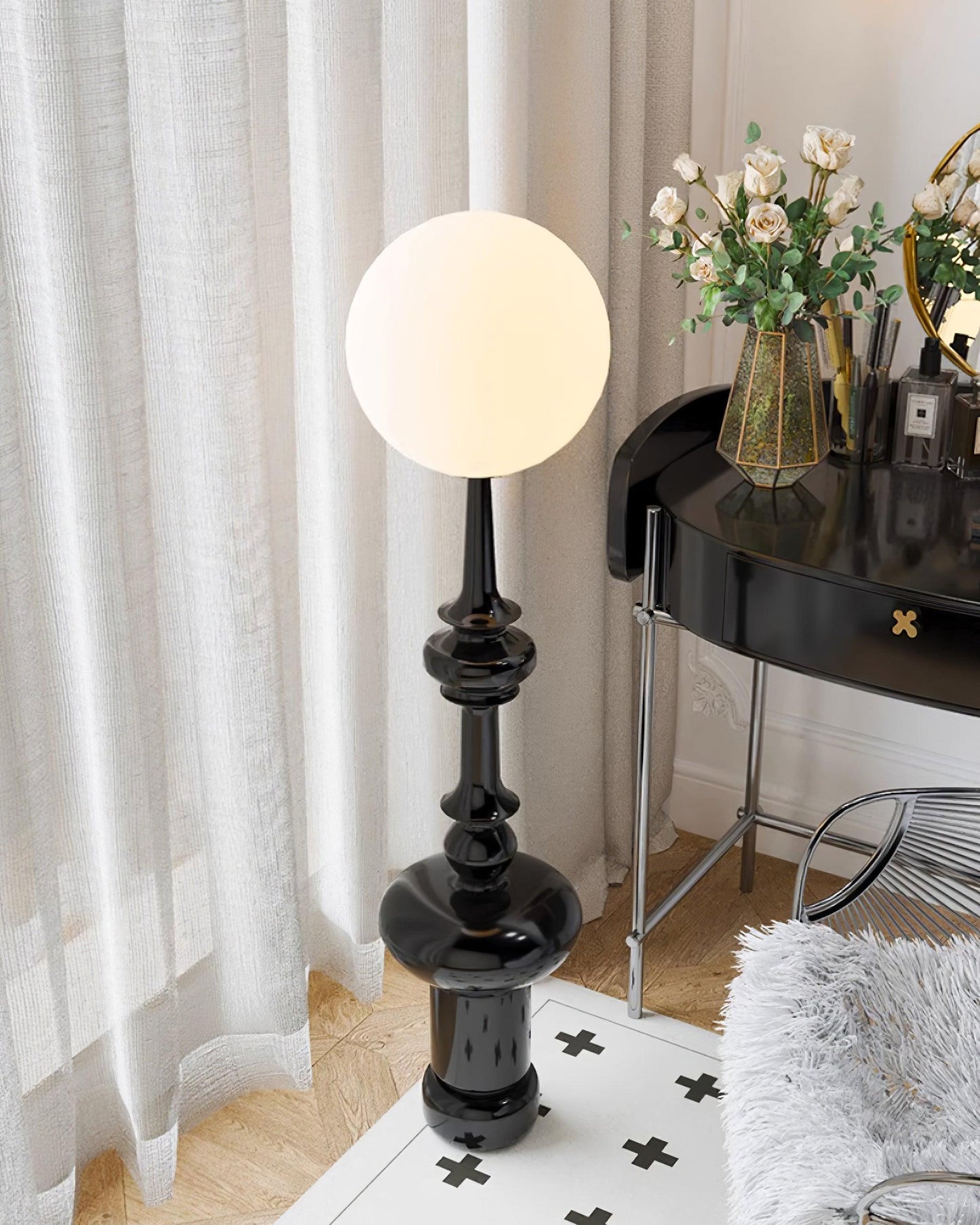 Roman Column Floor Lamp with LED Light, Indoor Elegant Design