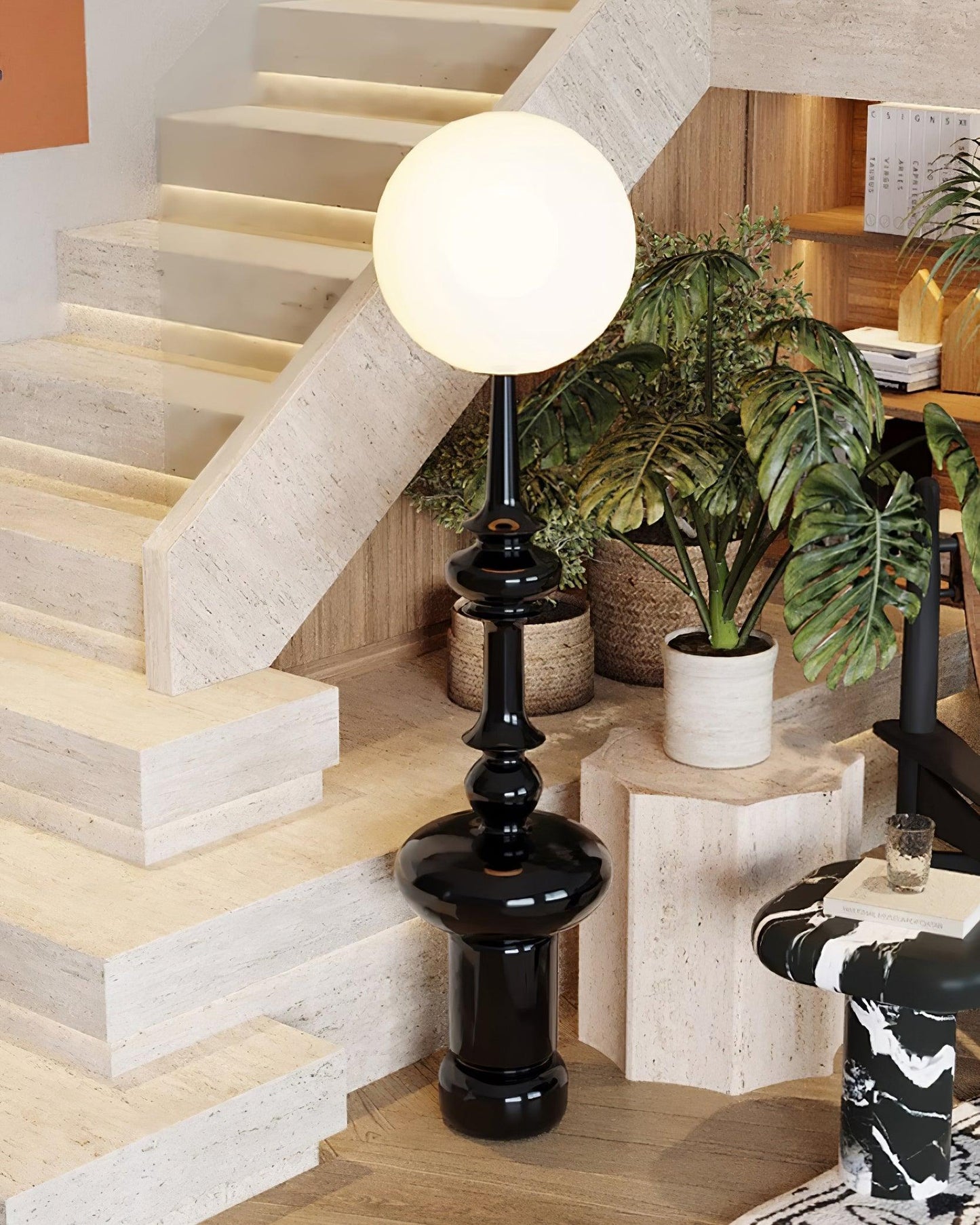Roman Column Floor Lamp with LED Light, Indoor Elegant Design