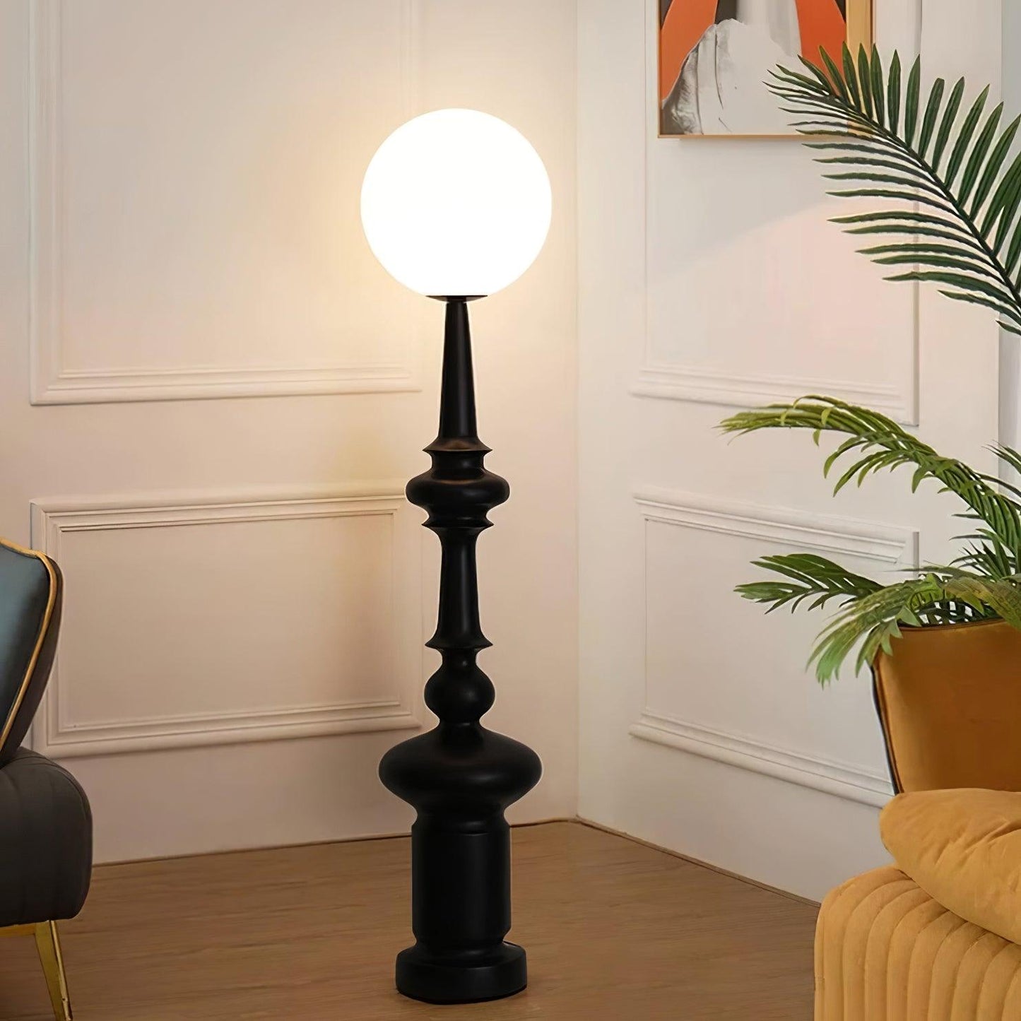 Roman Column Floor Lamp with LED Light, Indoor Elegant Design
