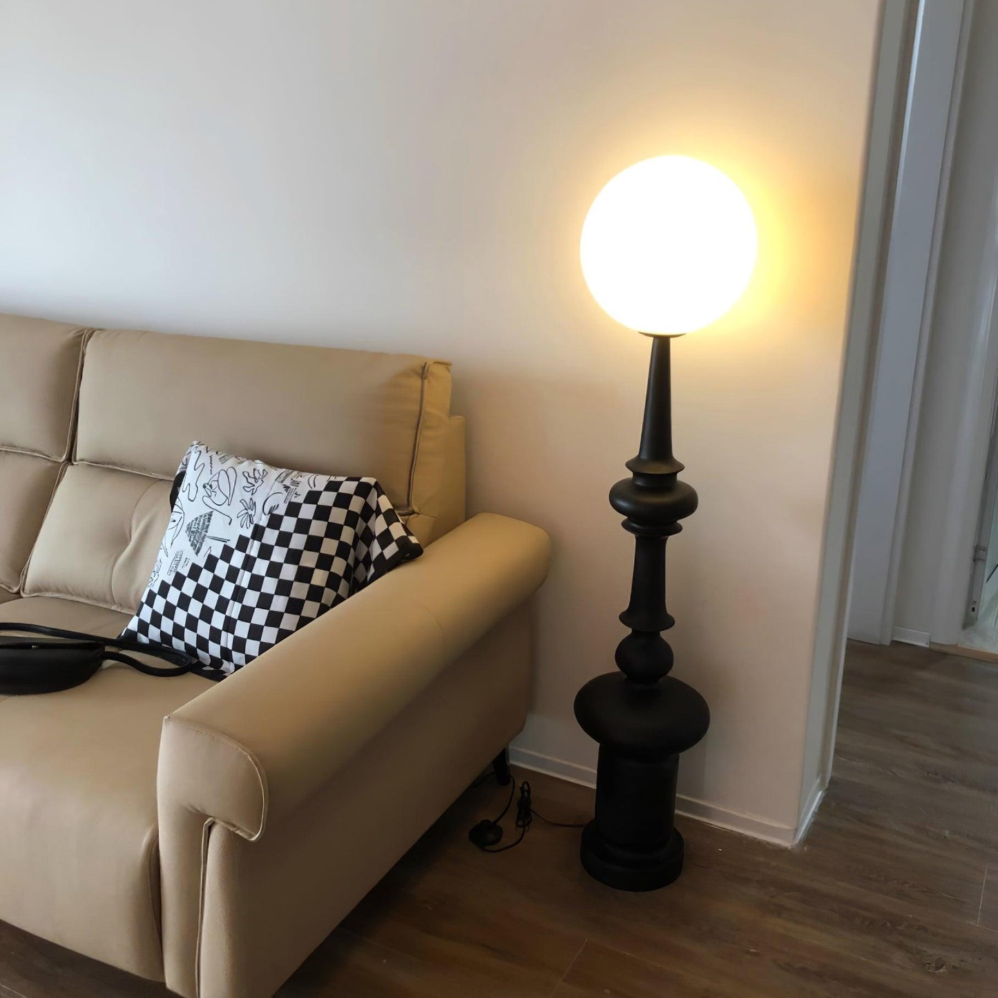 Roman Column Floor Lamp with LED Light, Indoor Elegant Design