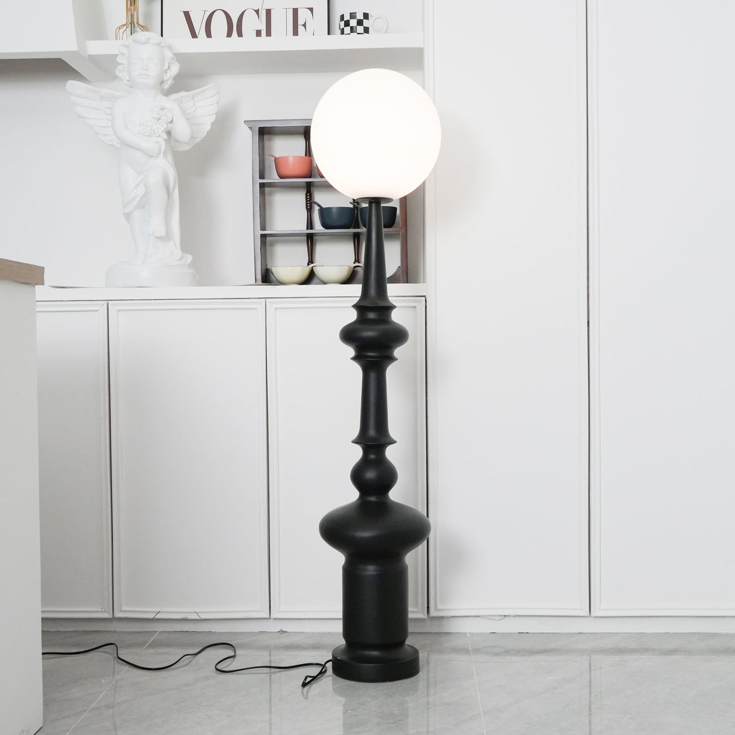 Roman Column Floor Lamp with LED Light, Indoor Elegant Design