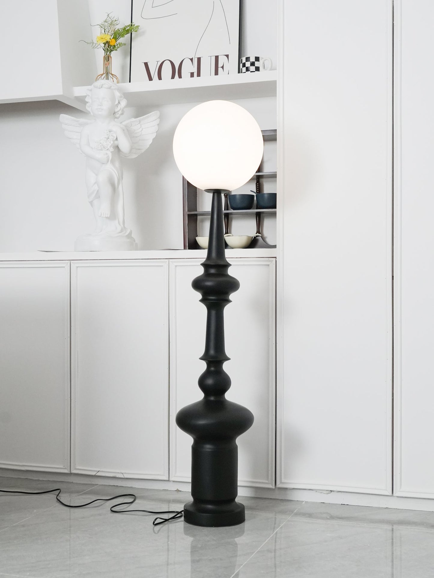 Roman Column Floor Lamp with LED Light, Indoor Elegant Design