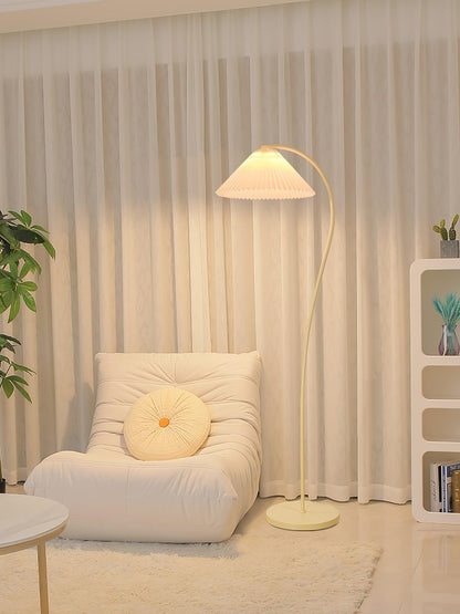 Crescini Pleated Floor Lamp with LED, Cream Shade, Dimmable