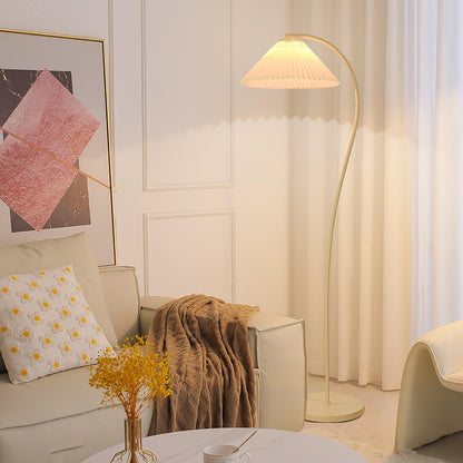 Crescini Pleated Floor Lamp with LED, Cream Shade, Dimmable